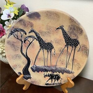 Giraffe Art Plate - Brown and Black